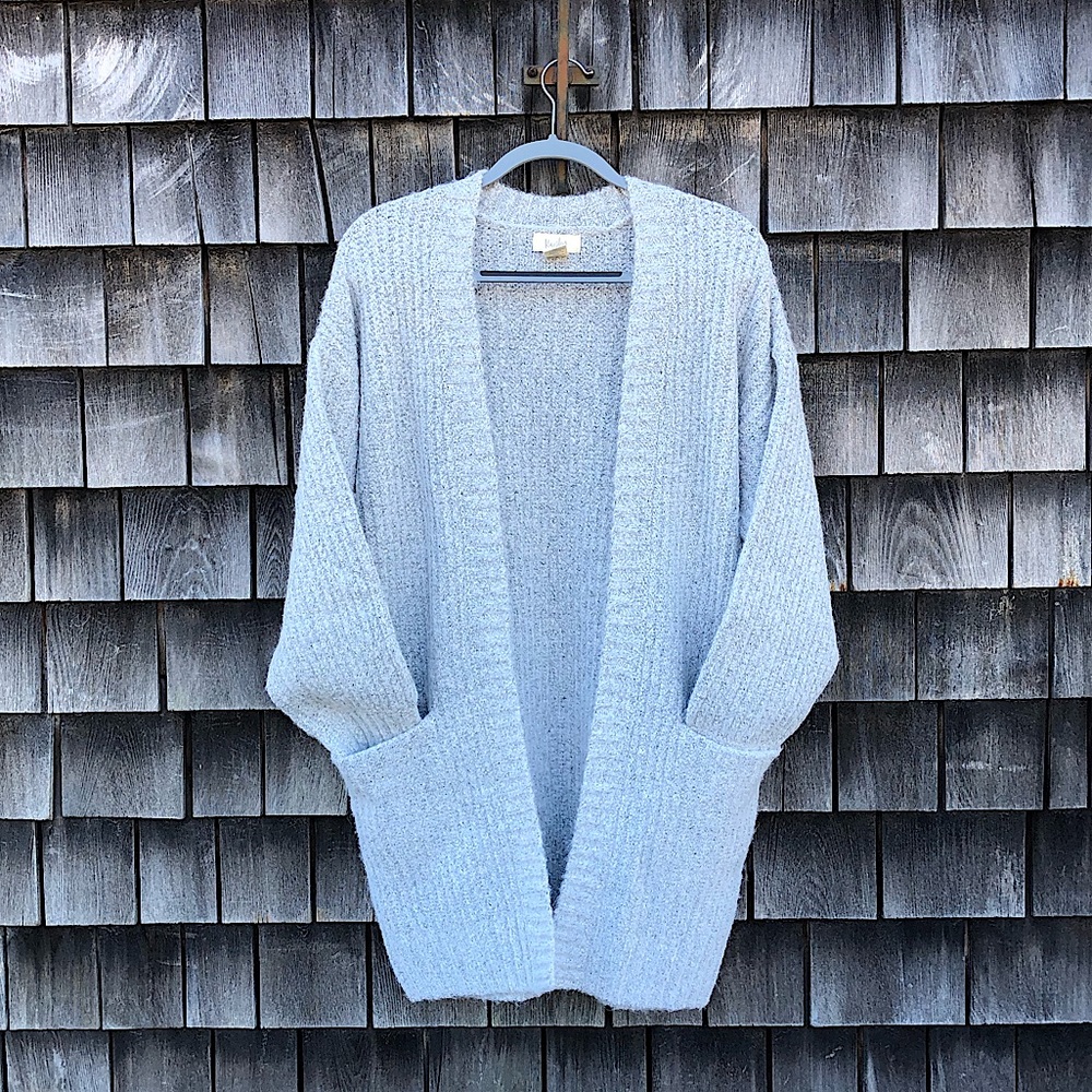 Light Gray Open Front Cardigan